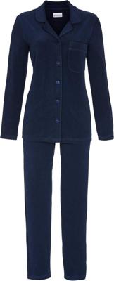 Nachtblauwe fleece doorknooppyjama