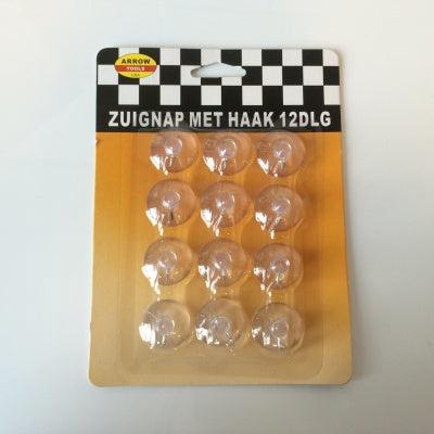 Zuignap met haak 12 stuks - blisterkaart