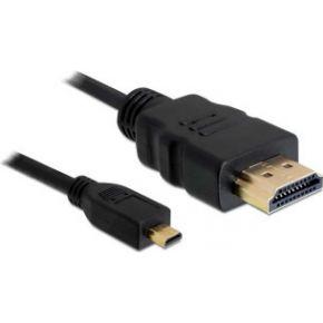 Delock 82664 HDMI-kabel HDMI Aansluitkabel HDMI-A-stekker, HDMI-micro-D-stekker 2 m Zwart 4K UHD, Vergulde steekcontacten