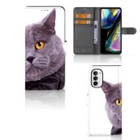 Motorola Moto G52 | Moto G82 | Telefoonhoesje | Met pasjeshouder | Kat - thumbnail