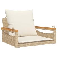 Schommelbank met kussens 63x62x40 cm poly rattan beige - thumbnail