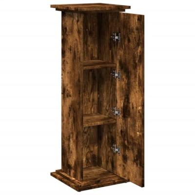 Sokkel met opbergruimte 31x30x90 cm bewerkt hout gerookt eiken - thumbnail