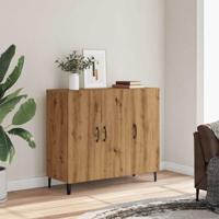 Dressoir 90x34x80 cm bewerkt hout artisanaal eikenkleur - thumbnail