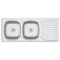 VidaXL Gootsteen dubbele bakken 1200x500x155 mm roestvrij staal zilver - thumbnail