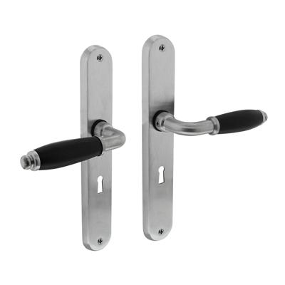 Deurkruk Courgette met ovaal schild 238x39x9mm sleutelgat 56mm mat chroom