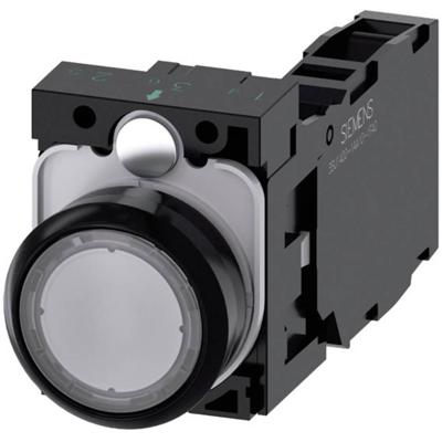 Siemens 3SU11000AB701FA0 3SU1100-0AB70-1FA0 Druktoets Kunststof frontring, Rond Knop Zwart, Helder 1 stuk(s)