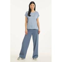 VILA top VIELLETTE van gerecycled polyester blauw - thumbnail