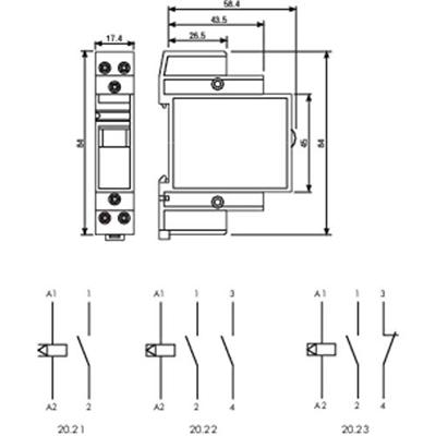 Finder 20.23.9.024.4000 Stroomstootschakelaar DIN-rail 1x NO, 1x NC 24 V/DC 16 A 4000 VA 1 stuk(s)