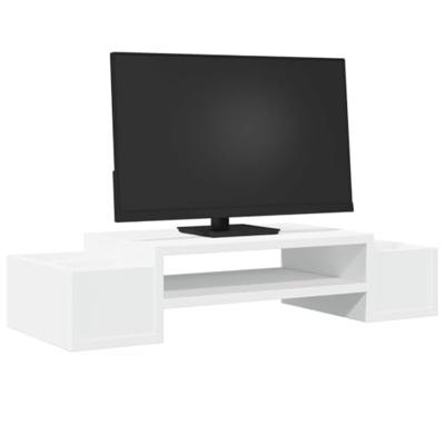 VidaXL Monitorstandaard met opbergruimte 70x27x15 cm bewerkt hout wit VidaXL Monitorstandaard met opbergruimte 70x27x15 cm bewerkt hout wit