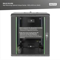 Digitus DN-19 12-U-SW 19inch-wandkast (b x h x d) 600 x 643 x 450 mm 12 HE Zwart (RAL 9005) - thumbnail
