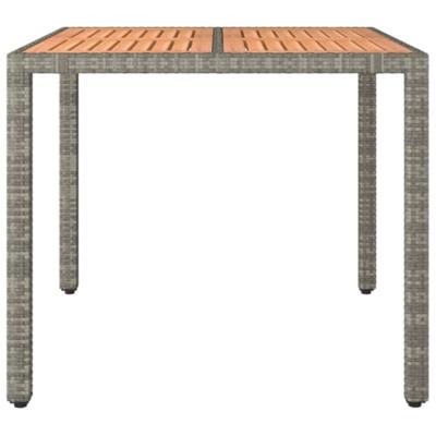 Tuintafel met houten blad poly ratten en acaciahout grijs - thumbnail