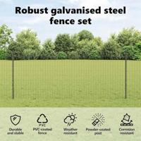 VidaXL Hek met paal grijs 1 x 25 m staal en pvc - thumbnail