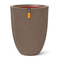 Capi nature groove nl elegant laag vaas 46x58 cm warme taupe - thumbnail