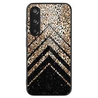 Samsung Galaxy S24 glazen hardcase - Chevron luipaard - thumbnail