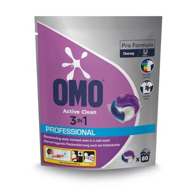 Omo Professional Pro Formula Active Clean 3 in 1 wasmiddel, pak van 80 capsules