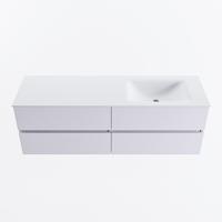 MONDIAZ VICA 150cm badmeubel onderkast Cale 4 lades. Wastafel CLOUD rechts zonder kraangat, kleur Talc. - thumbnail
