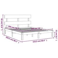 Bedframe massief hout wit 150x200 cm 5FT King Size - thumbnail