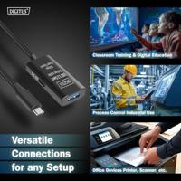 Digitus DA-73110 USB-kabel USB 3.2 Gen1, USB 3.2 Gen1, USB 3.0 USB-C, USB-C stekker, USB-A bus 5.00 m Zwart Actief met signaalversterking, Stekker past op - thumbnail