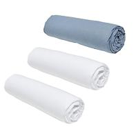 Set van 3 TODAY Essential hoeslakens - 160 x 200 cm - 2 personen - 100% Katoen - Krijt/Denim - thumbnail