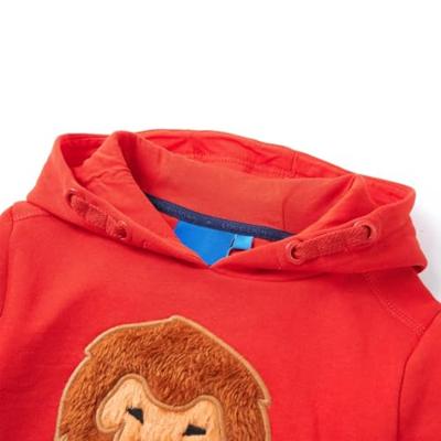 Kindertrui met capuchon 128 rood - thumbnail