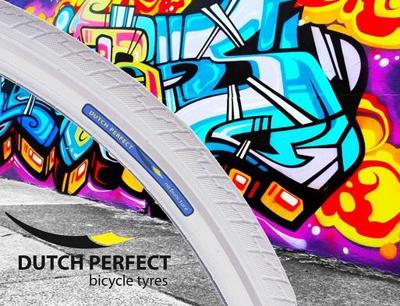 DUTCH PERFECT Buitenband 28 x 1.40" / 40-622mm anti-lek - wit met reflectie