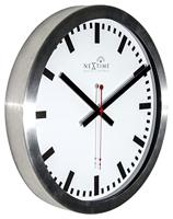 NeXtime NE-3999STRC Wandklok Dia. 35 Cm, Aluminium, Wit, &apos;Station&apos; Radio Controlled (DCF) - thumbnail