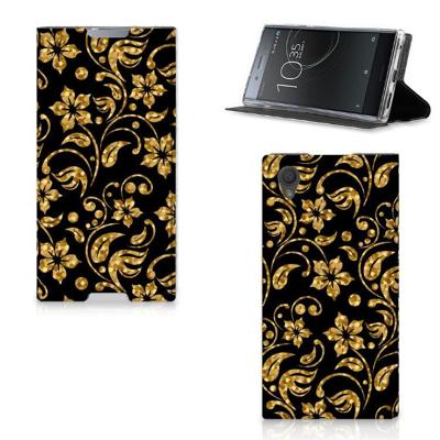 Sony Xperia L1 Smart Cover Gouden Bloemen Sony Xperia L1 Smart Cover Gouden Bloemen