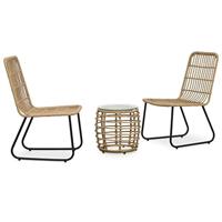 3-delige Bistroset poly rattan eikenkleurig - thumbnail