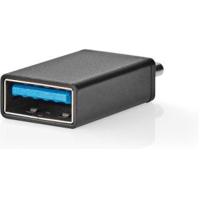 Nedis USB-C Adapter | USB 3.2 Gen 1 | USB-C Male | USB-A Female | 5 Gbps | OTG | Rond | Vernikkeld | Zwart | Doos - CCGB64915BK - thumbnail