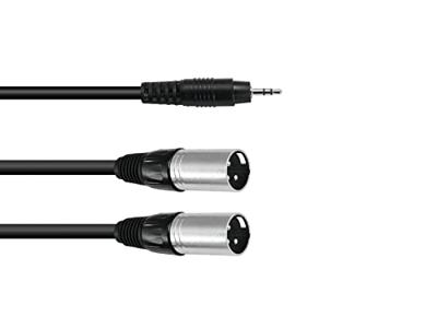 Omnitronic 30225158 XLR Adapterkabel [1x Jackplug male 3,5 mm - 2x XLR-stekker 3-polig] 1.50 m Zwart