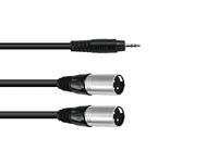 OMNITRONIC Adapter Cable 3.5 Jack/2xXLR(M) 1.5m bk - thumbnail