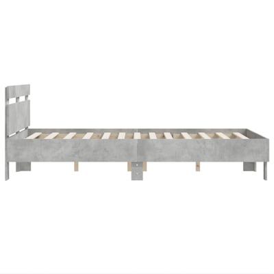 Bedframe met hoofdeinde bewerkt hout betongrijs 120x200 cm