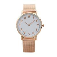 Arabische digitale roestvrijstaal mesh Strap horloge voor mannen/vrouwen (Rose goud) - thumbnail