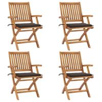 Tuinstoelen 4 st inklapbaar met kussens massief teakhout - thumbnail