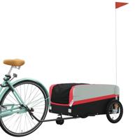 VidaXL Fietstrailer 45 kg ijzer zwart en rood - thumbnail
