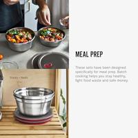 Black+Blum RVS-voedselkom groot - voor maaltijdvoorbereiding - Ø 170 mm - H 81 mm - Grijs/Rood - thumbnail