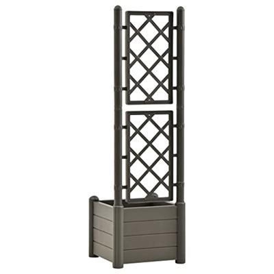 VidaXL Plantenbak met latwerk 43x43x142 cm pp antracietkleurig VidaXL Plantenbak met latwerk 43x43x142 cm pp antracietkleurig