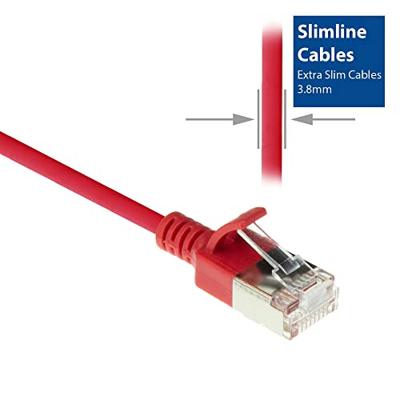 ACT Rode 10 meter LSZH U/FTP CAT6A datacenter slimline patchkabel snagless met RJ45 connectoren