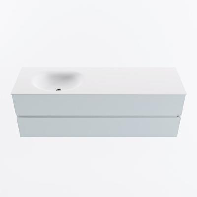 MONDIAZ VICA 150cm badmeubel onderkast Clay 2 lades. Wastafel MOON links zonder kraangat, kleur Talc.