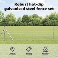 VidaXL Afrasteringspaal zilver 10 x 0,5 m (25 x 25 mm gaas) staal - thumbnail