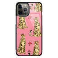 iPhone 12 Pro Max glazen hardcase - The pink leopard - thumbnail