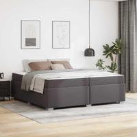 Bedframe met matras Grijs 200 x 200 cm Stof - thumbnail
