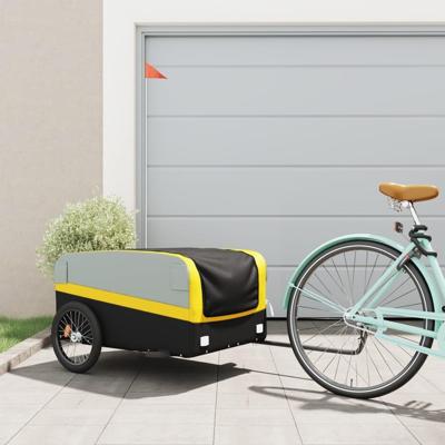 VidaXL Fietstrailer 45 kg ijzer zwart en geel VidaXL Fietstrailer 45 kg ijzer zwart en geel