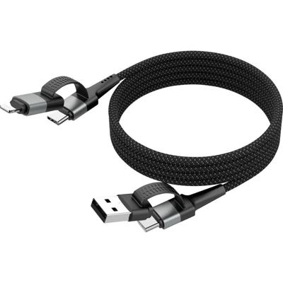 Ansmann 1700-0188 USB-kabel USB-A stekker, USB-C stekker, Apple Lightning stekker 120 cm Zwart Textielmantel