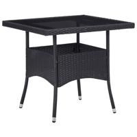 Tuintafel poly rattan en glas zwart - thumbnail