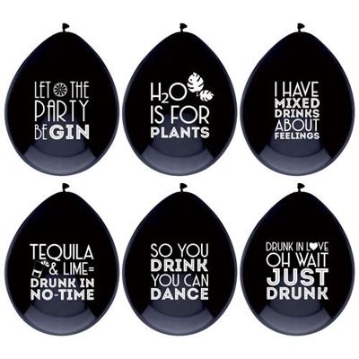 Ballonnen Drink Quotes Zwart (6st)