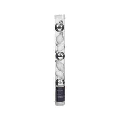 Decoris Kerstballen mini dia3cm glas zilver 9dlg