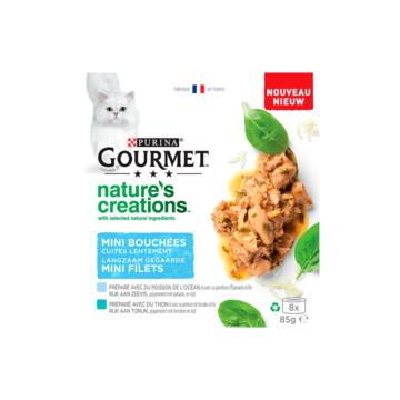 Gourmet Nature's Creations Mini Filets met zeevis natvoer kat (8x 85 g) 3 trays (24 x 85 g)