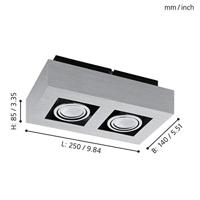 Eglo Led plafondspotLoke 1 2-lichts led metaalgrijs - 91353 - thumbnail