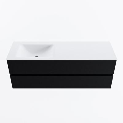 MONDIAZ VICA 140cm badmeubel onderkast Urban 2 lades. Wastafel CLOUD links zonder kraangat, kleur Talc.